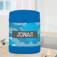 Blue Camouflage Thermos Food Jar