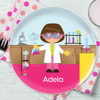Cute Scientist Girl Kids Plates