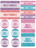 Glitter Shades Purple Waterproof Labels Variety Pack (Set of 56)