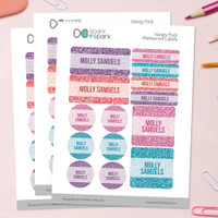 Glitter Shades - Purple Waterproof Labels Variety Pack