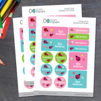 Sweet Lady Bugs Waterproof Labels Variety Pack