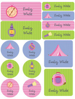 Girl Camping Waterproof Labels Variety Pack (Set of 56)
