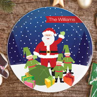 Santa And Elves Christmas Plate