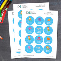 Sweet Mermaid Waterproof Round Labels for Kids (Set of 48)