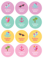 A Day at the Beach Waterproof Labels for Kids (Set of 48)