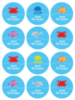 Cute Underwater Animals Waterproof Labels for Kids (Set of 48)
