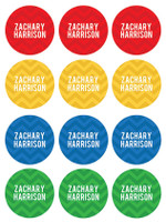 Red and Yellow Chevron Waterproof Labels for Kids (Set of 48)