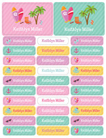 A Day at the Beach Labels Rectangular Pack (Set of 128)