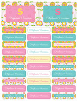 Flower Initial Waterproof Labels Rectangular Pack (Set of 128)