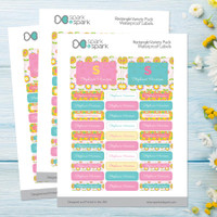 Flower Initial Labels Rectangular Pack