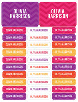 Girls Name on Chevron Orange Labels Rectangular Pack (Set of 128)