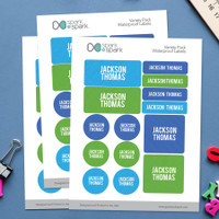 Linen Boy Shades Blue Waterproof Labels Variety Pack (Set of 56)