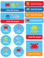 Cute Underwater Animals Waterproof Labels Variety Pack (Set of 56)