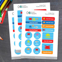 Cute Underwater Animals Waterproof Labels Variety Pack (Set of 56)