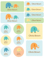 Sweet Elephants Boy Waterproof Labels Variety Pack (Set of 56)