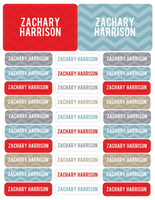 Blue and Grey Chevron Labels Rectangular Pack (Set of 128)