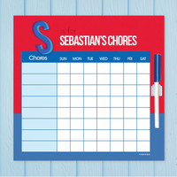 Double Initial Stripes Blue Childrens Chore Chart