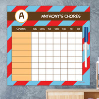 Fun initials Red Chore Chart