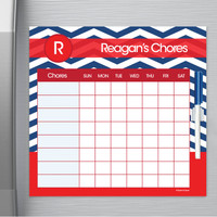 Chevron Navy And Red Chore Chart