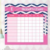 Chevron Blue & Pink Chore Chart