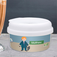 A Boy Crunching Numbers Snack Bowl