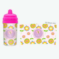 Girl Sippy Cups with Pink Flowers Pattern