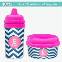 Chevron - Blue & Pink No Spill Sippy Cup