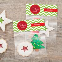 Green Xmas Chevron Treat Bags