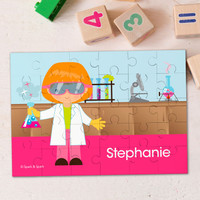Cute Scientist Girl Personalized Puzzles
