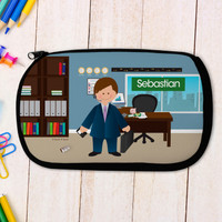 A Boy Crunching Numbers Pencil Case