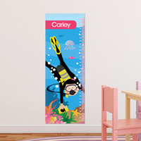 Underwater Diver Girl Kids Growth Chart