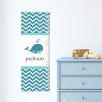 Sweet Little Blue Whale Chevron Growth Chart