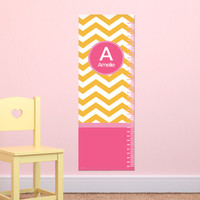 Chevron Mustard and Pink