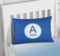 A Linen Blue Letter Pillowcase Cover