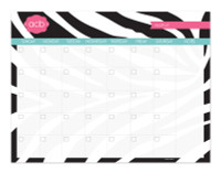 Black and pink  Zebralicious Monthly Removable Wall Calendar