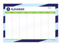 Brilliant initial Blue Weekly Removable Wall Calendar