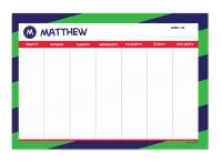 Fun Initials Green Weekly Removable Wall Calendar