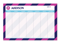 Fun Initials Magenta Weekly Removable Wall Calendar