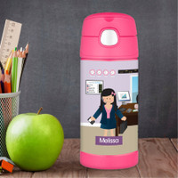 A Girl Crunching Numbers Thermos Bottle