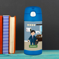 A Boy Crunching Numbers Thermos Bottle
