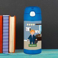 A Boy Crunching Numbers Thermos Bottle