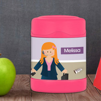 A Girl Crunching numbers Thermos Food Jar