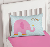 Sweet Pink Elephant Pillowcase Cover