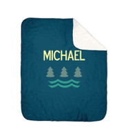 Summer Forest Blue Sherpa Blanket