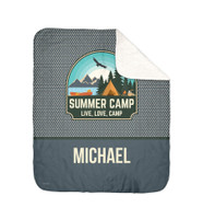 Live, Love, Camp Gray Sherpa Blanket