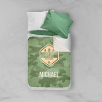 Camouflage Camp Green Sherpa Blanket