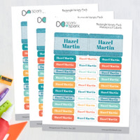 Glitter Blue Name Waterproof Labels Rectangular Pack