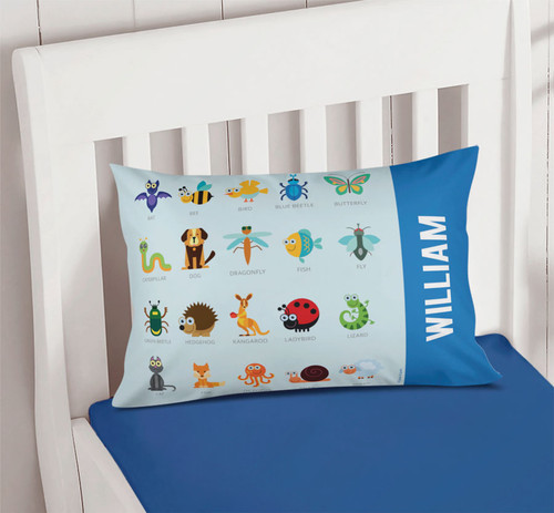 Sweet Animal Chart - Blue Pillowcase Cover