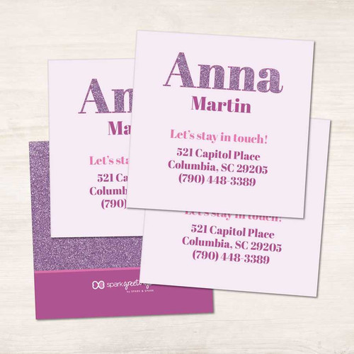 Glitter Purple Name Calling Cards