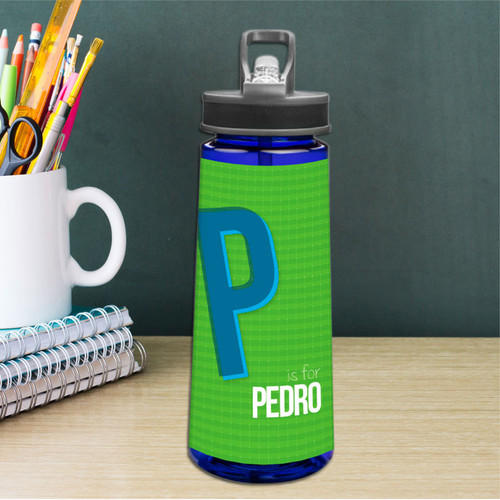 Double Initial Green Sports Water Bottle